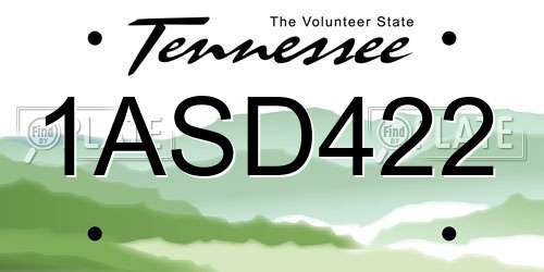 1ASD422 Tennessee License Plate