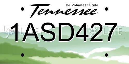 1ASD427 Tennessee License Plate