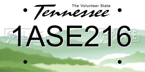 1ASE216 Tennessee License Plate