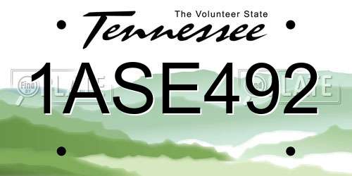 1ASE492 Tennessee License Plate