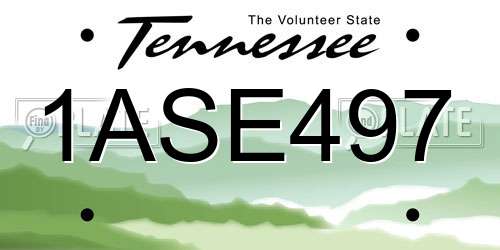 1ASE497 Tennessee License Plate