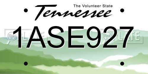 1ASE927 Tennessee License Plate