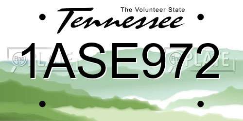 1ASE972 Tennessee License Plate