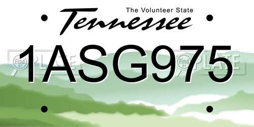 1ASG975 Tennessee License Plate