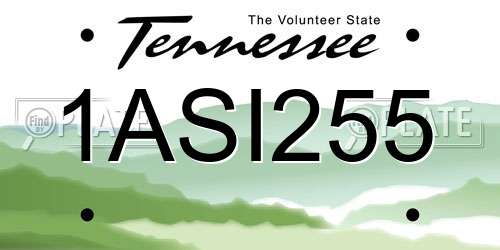 1ASI255 Tennessee License Plate