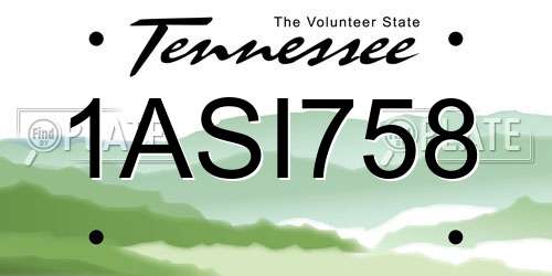 1ASI758 Tennessee License Plate