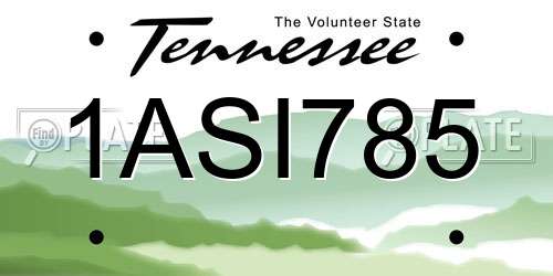 1ASI785 Tennessee License Plate