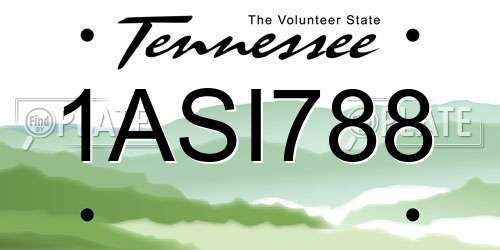 1ASI788 Tennessee License Plate