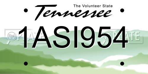 1ASI954 Tennessee License Plate