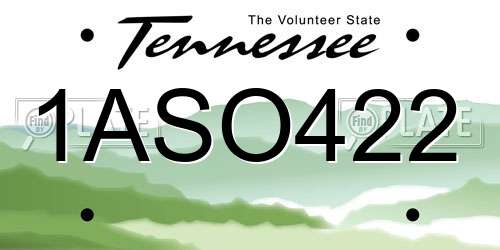 1ASO422 Tennessee License Plate