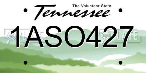 1ASO427 Tennessee License Plate