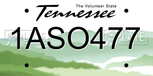 1ASO477 Tennessee License Plate