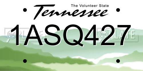 1ASQ427 Tennessee License Plate