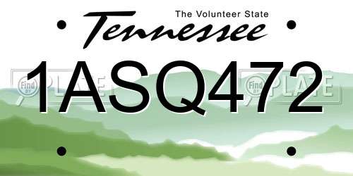 1ASQ472 Tennessee License Plate