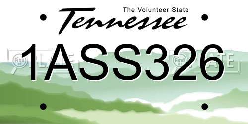 1ASS326 Tennessee License Plate