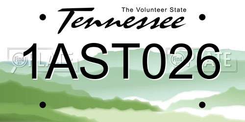 1AST026 Tennessee License Plate