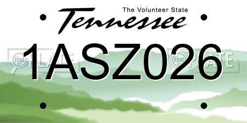 1ASZ026 Tennessee License Plate