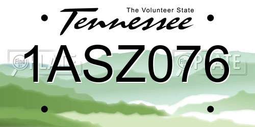 1ASZ076 Tennessee License Plate