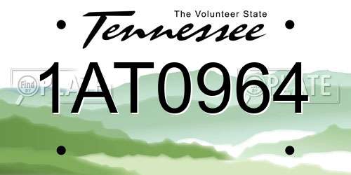 1AT0964 Tennessee License Plate