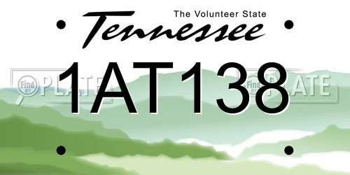1AT138 Tennessee License Plate
