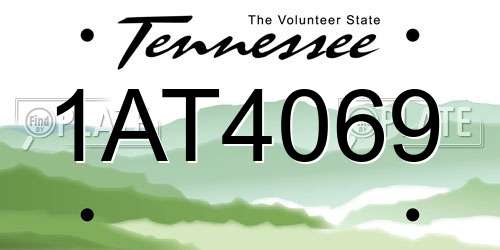1AT4069 Tennessee License Plate