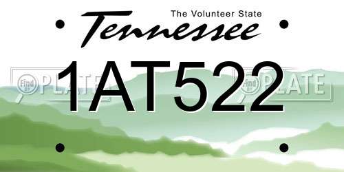 1AT522 Tennessee License Plate