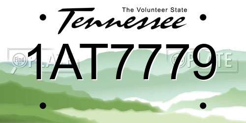 1AT7779 Tennessee License Plate