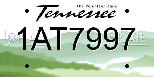 1AT7997 Tennessee License Plate