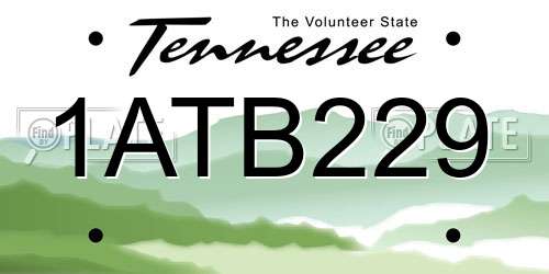 1ATB229 Tennessee License Plate