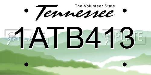 1ATB413 Tennessee License Plate