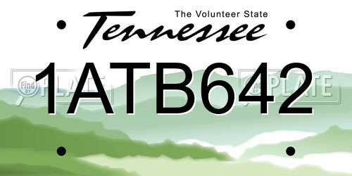 1ATB642 Tennessee License Plate