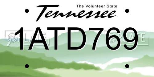 1ATD769 Tennessee License Plate