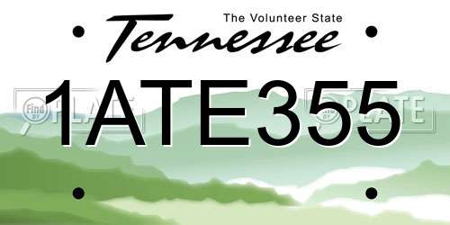 1ATE355 Tennessee License Plate
