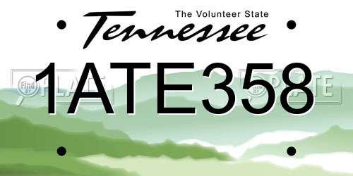 1ATE358 Tennessee License Plate