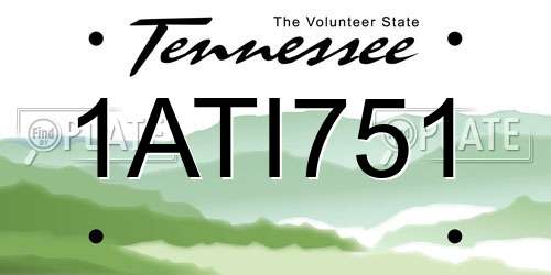 1ATI751 Tennessee License Plate
