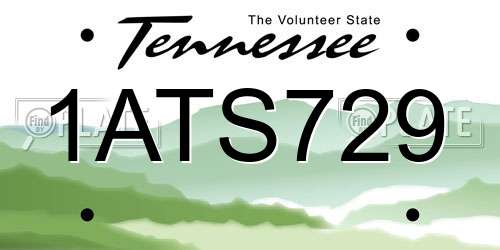 1ATS729 Tennessee License Plate