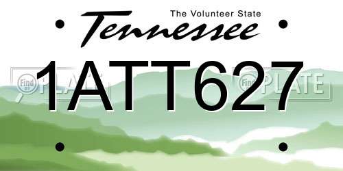 1ATT627 Tennessee License Plate