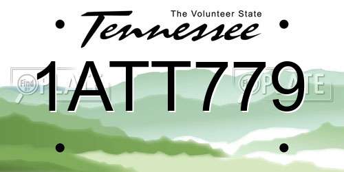1ATT779 Tennessee License Plate