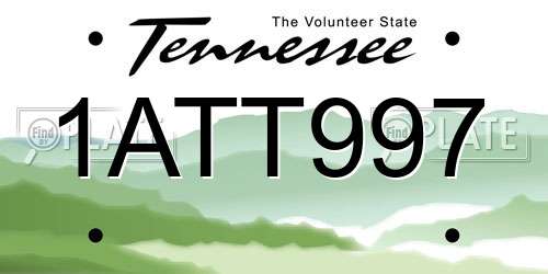 1ATT997 Tennessee License Plate