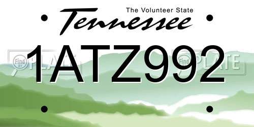 1ATZ992 Tennessee License Plate