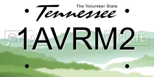1AVRM2 Tennessee License Plate
