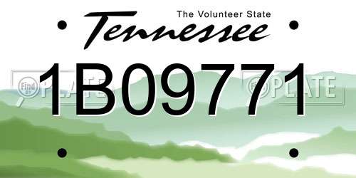 1B09771 Tennessee License Plate