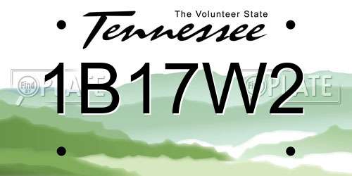 1B17W2 Tennessee License Plate
