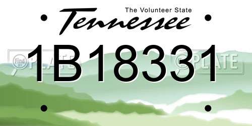 1B18331 Tennessee License Plate