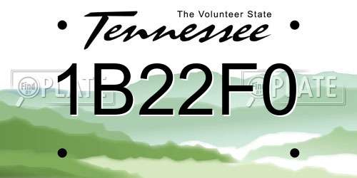1B22F0 Tennessee License Plate
