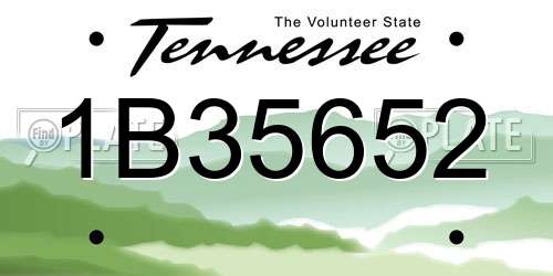 1B35652 Tennessee License Plate
