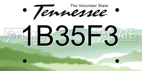 1B35F3 Tennessee License Plate