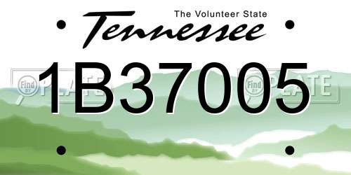 1B37005 Tennessee License Plate