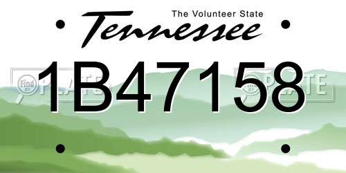 1B47158 Tennessee License Plate