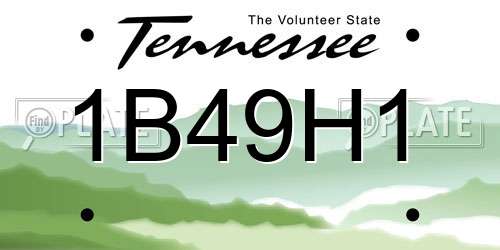 1B49H1 Tennessee License Plate